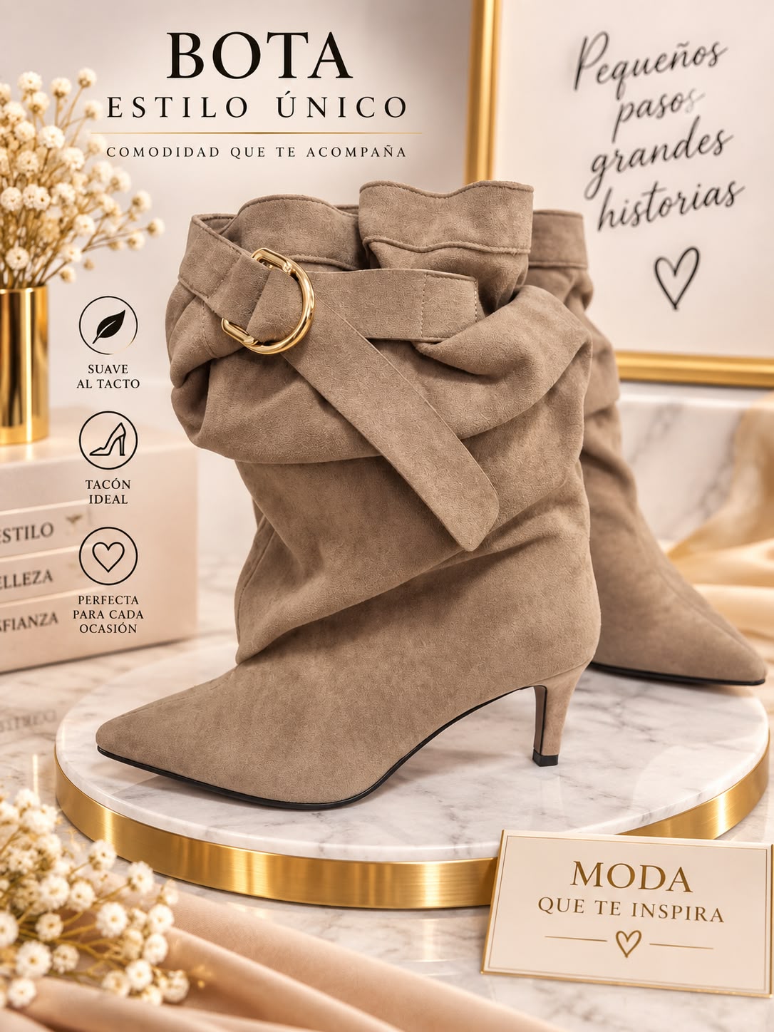 Bota Mada de antelina sin cremallera